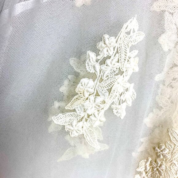 Vintage 80s Wedding Bridal Shift Nightgown Swing Maxi Alencon Lace Tulle Size M - Picture 5 of 11